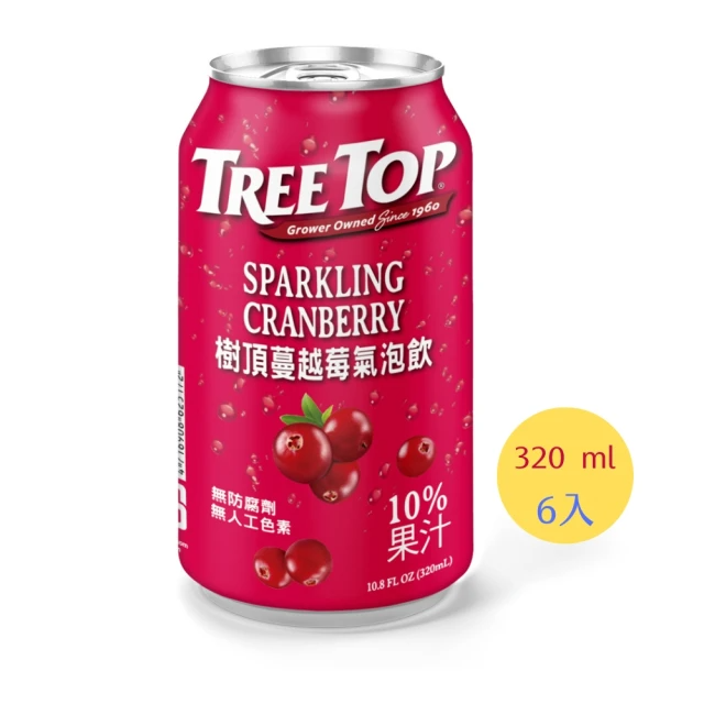 Tree top 樹頂 蔓越莓氣泡飲 320mlx6入