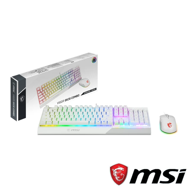 MSI 微星 VIGOR GK30 COMBO WHITE 電競鍵盤滑鼠組(GK30+GM11)