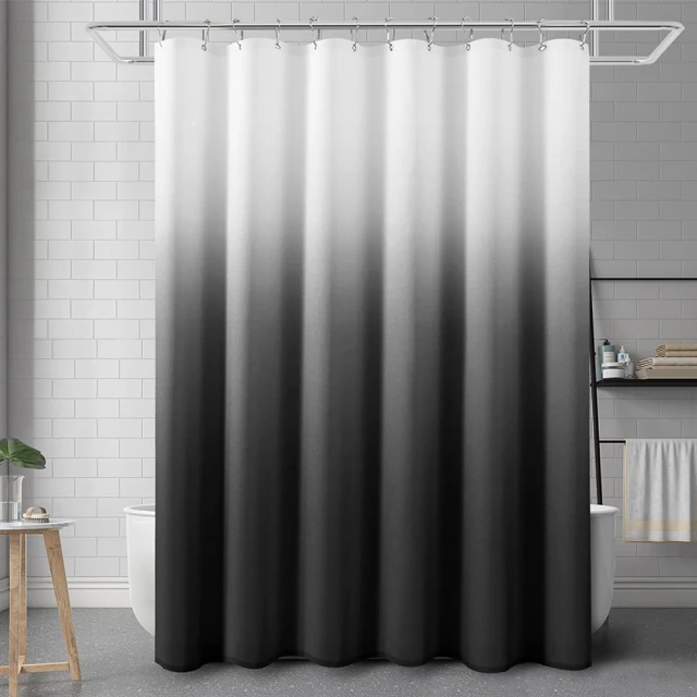 AHOYE-PEVA浴簾附C型鉤掛(白黑漸層)