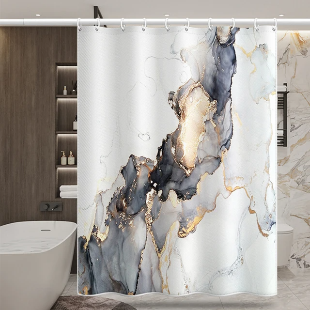 三房兩廳-時尚大理石紋色彩防水防霉加厚浴簾
