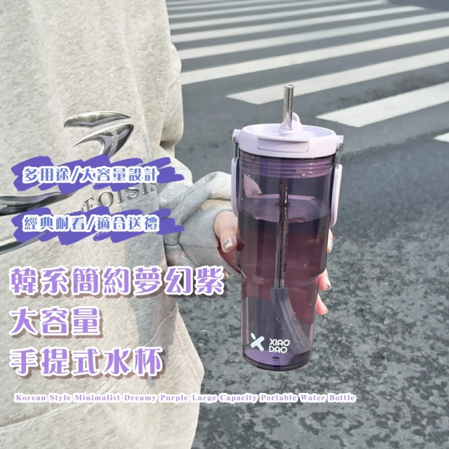 韓系簡約夢幻紫大容量手提式水杯 900ml