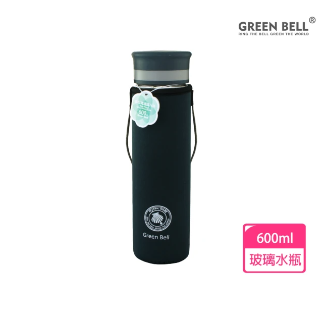 GREEN BELL 綠貝 單層廣口玻璃水瓶 600ml (鐵黑)