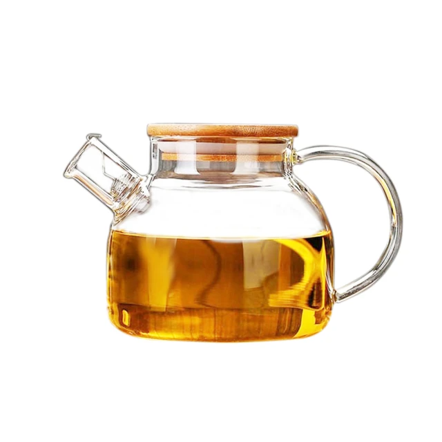 日本FOREVER 日式竹蓋耐熱玻璃把手花茶壺(1000ml)