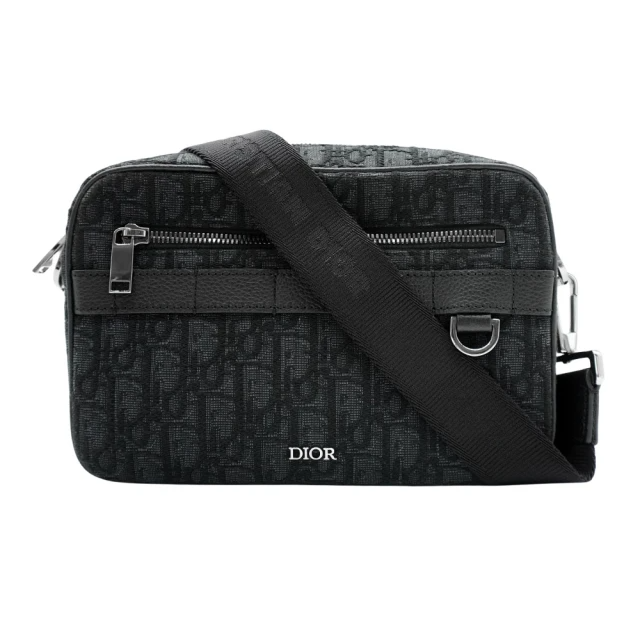 Dior 迪奧 Safari Oblique 緹花布斜背郵差包(黑)