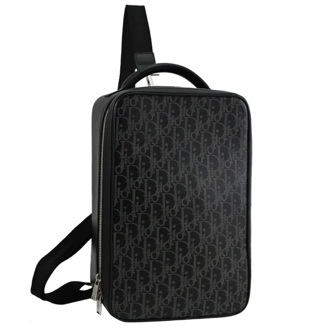 Dior 迪奧 經典滿版品牌LOGO印花小牛皮單肩商務包後背包