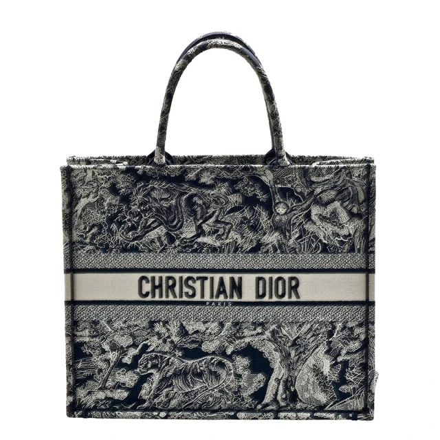 Dior 迪奧 經典BOOK TOTE系列動物主題圖案刺繡帆布手提托特包