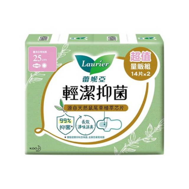 Laurier 蕾妮亞 輕潔抑菌0.1cm量多日用型衛生棉量販包25cm