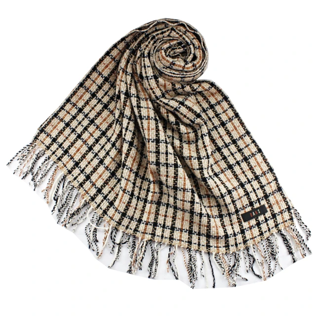 DAKS 經典格紋喀什米爾大披巾(駝色)