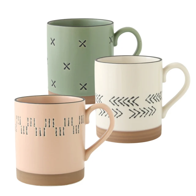Just Home 文青學院陶瓷馬克杯430ml-3件組