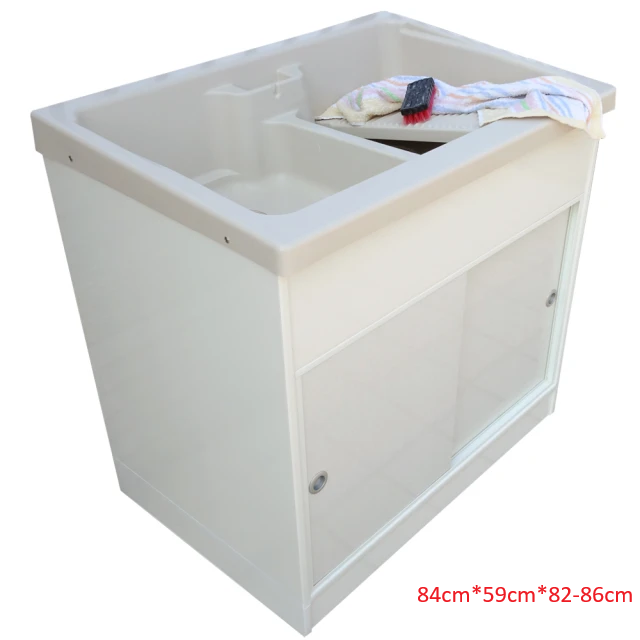 新式特大型推門款塑鋼洗衣槽 (84cm*59cm*82-86cm)