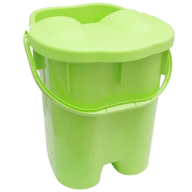 日式加高加蓋6滾輪按摩 足浴桶按摩泡腳桶 (綠色、32L)