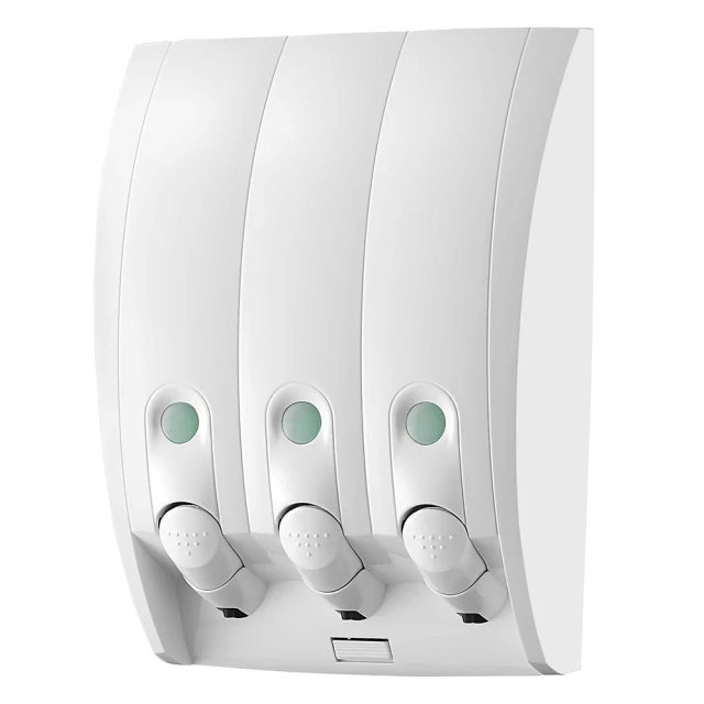 Homepluz弧形附鎖三瓶壁掛按壓給皂機 350ml -優雅白