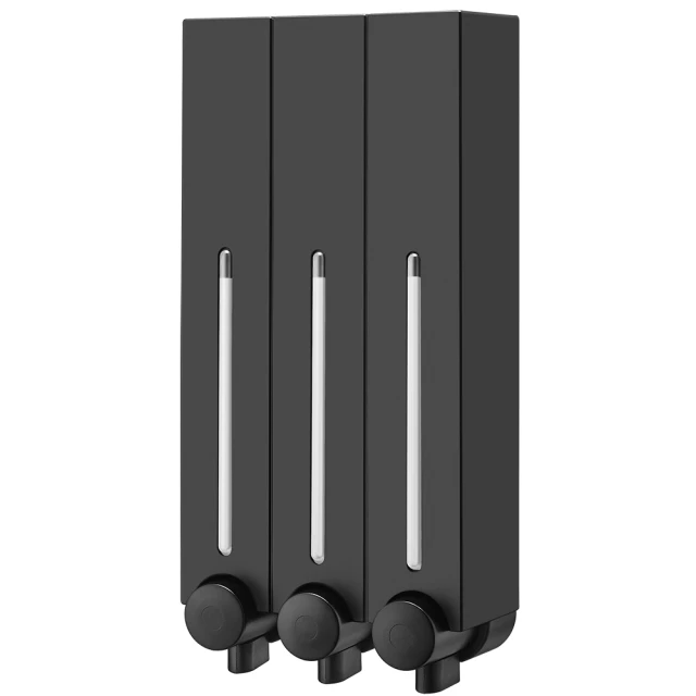 Homepluz免鑽孔極簡風三瓶沐浴給皂機 500ml -消光黑