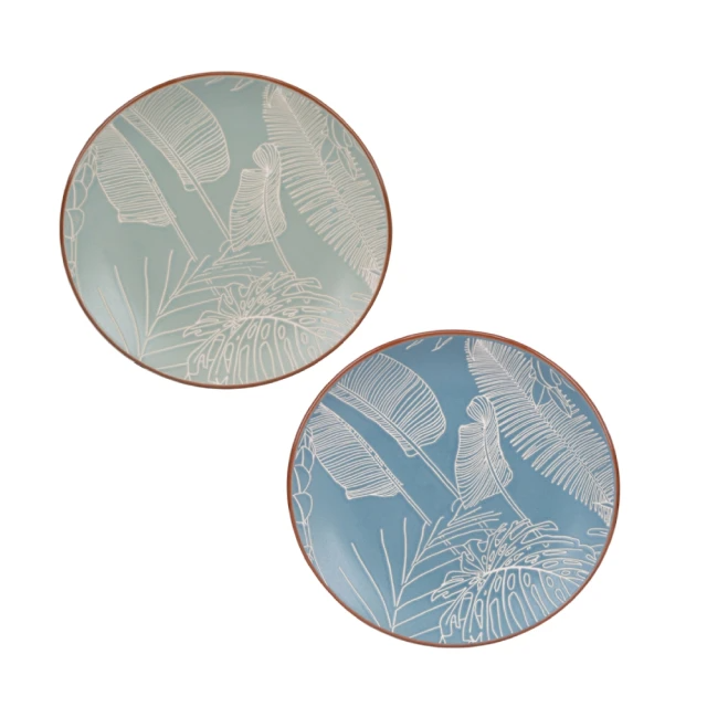亞光柔和夏日芭蕉葉點心盤-藍色/綠色 2色任選（7吋）