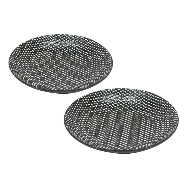 歐式普普風陶瓷餐盤二件組（小-黑色/白色 二色任選）