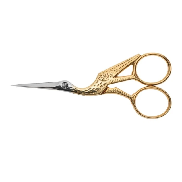 德國緞光鍍金鶴形繡花剪刀