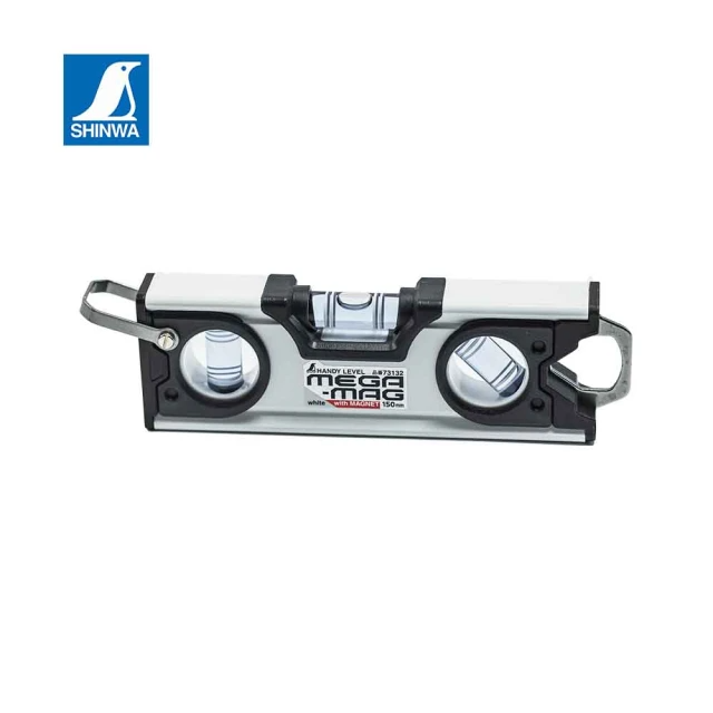 SHINWA 鶴龜 3倍強力水平尺附磁 150mm  (白、73132)