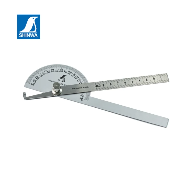 SHINWA 鶴龜 雙刃半圓角度尺 (62490)
