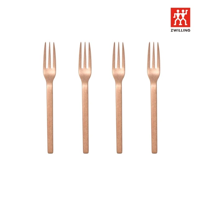 ZWILLING 德國雙人 Minimale古典工業風甜點叉4件組(玫瑰金)