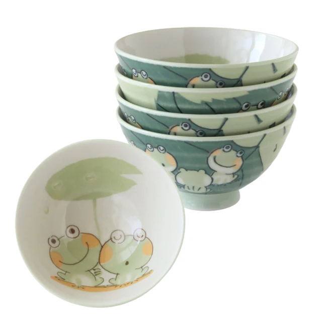 Just Home 日本製青蛙合唱團陶瓷5吋中式飯碗5件組