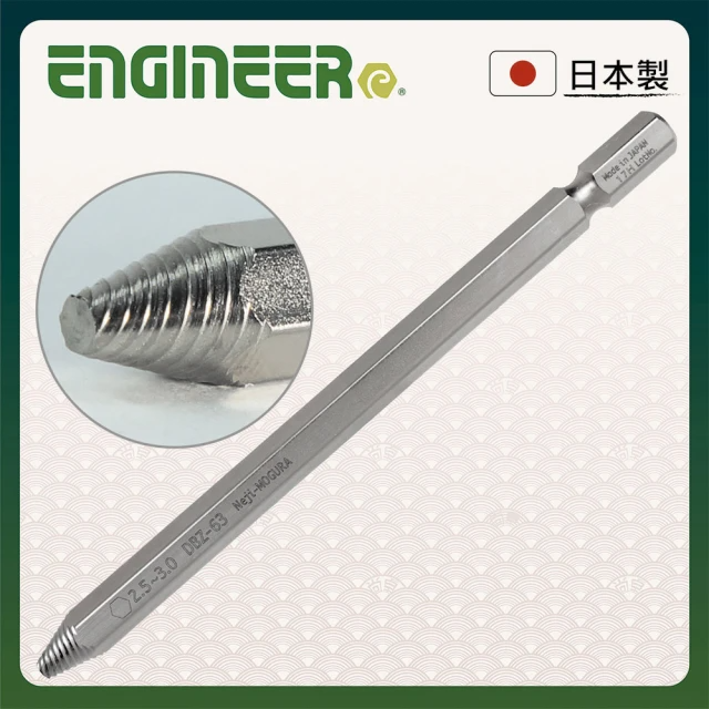ENGINEER 日本工程師牌 崩牙皿頭六角螺絲拆卸起子頭2.5-3mm (DBZ-63)