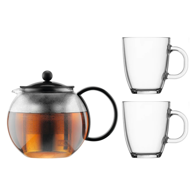 Bodum ASSAM 濾茶壺+玻璃馬克杯禮盒組