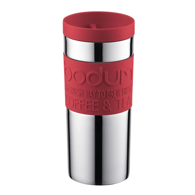 Bodum 紅色雙層不鏽鋼平口隨行杯350cc
