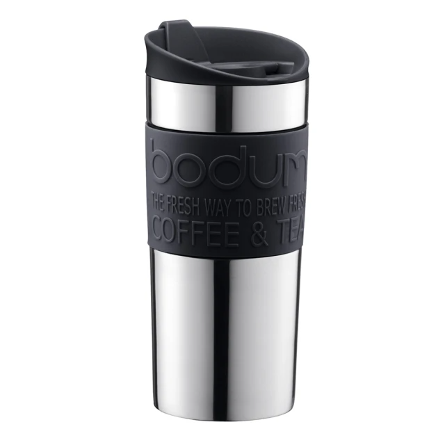Bodum 黑色雙層不鏽鋼平口隨行杯350cc