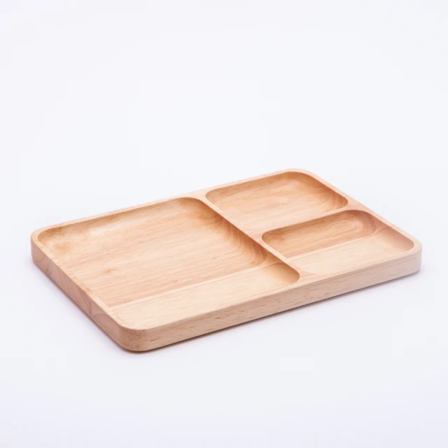 木質宣言橡膠木方型分隔餐盤