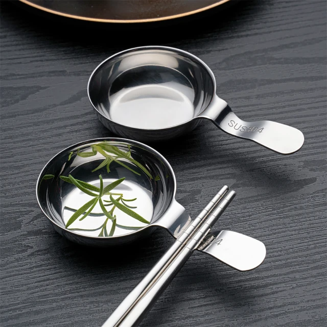 304不鏽鋼醬料碟帶筷架 2入組