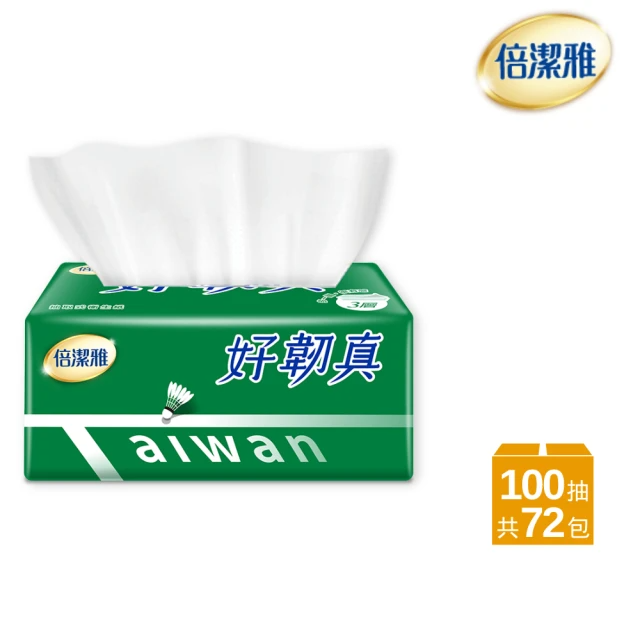 倍潔雅 好韌真決勝點3層抽取衛生紙 100抽x12包x6袋/箱 (共72包)