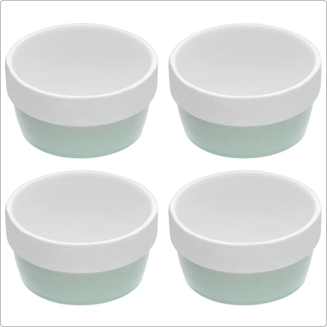 KitchenCraft 陶製布丁烤杯4入 復古藍 / 點心烤模