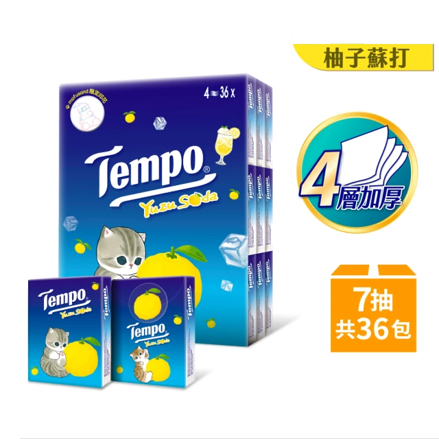 TEMPO 寶島限定貓福珊迪-柚子蘇打紙巾 7抽*36包