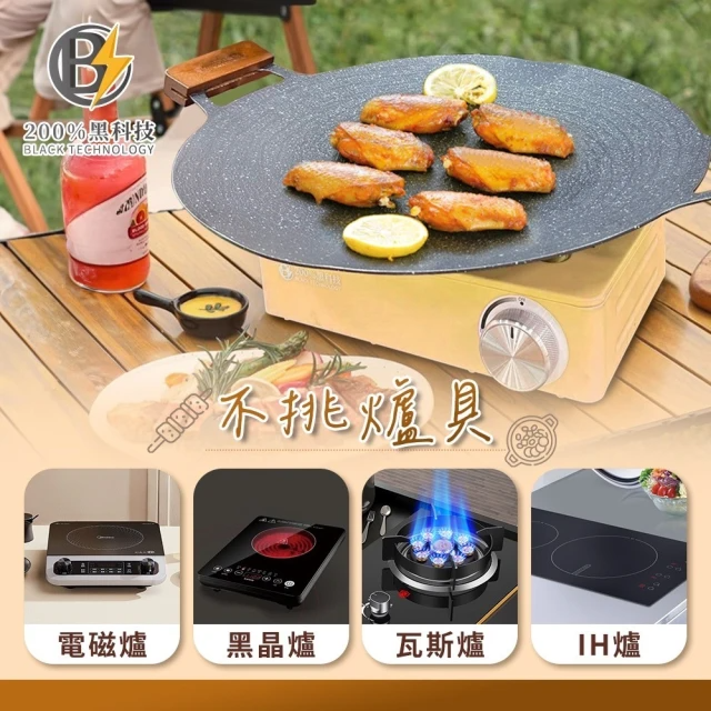 黑科技多功能鋁合金烤盤+手把1組+瀝油架*1(38cm)