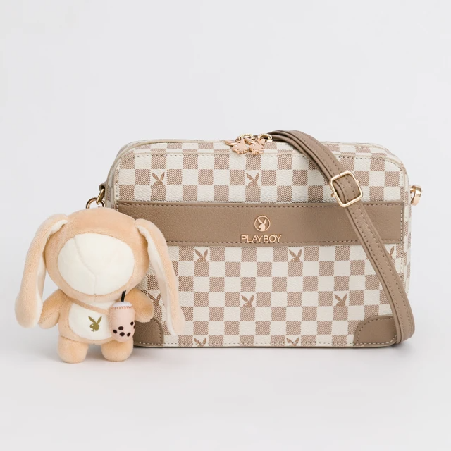 PLAYBOY 斜背包相機包 Bubble Bunny系列(卡其色)