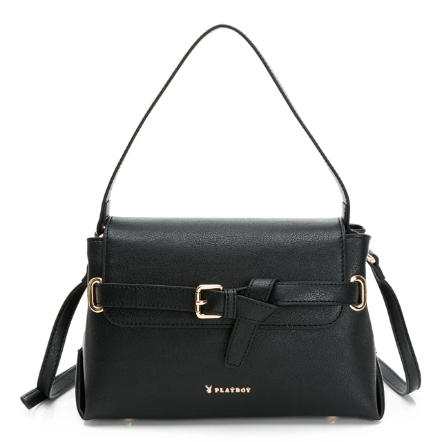 PLAYBOY 翻蓋斜背包 純色chic系列(黑色)